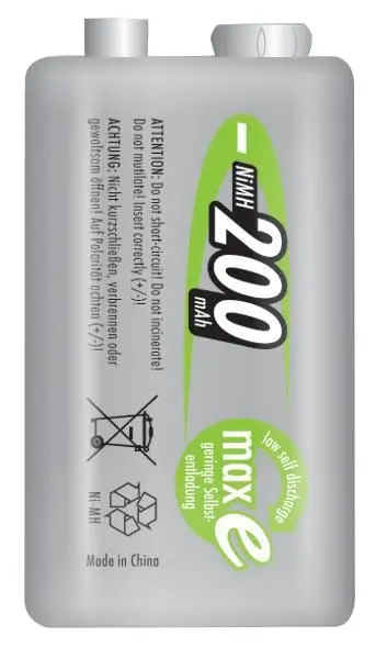 ANSMANN NiMH Rechargeable 9V PP3 Battery, 200mAh