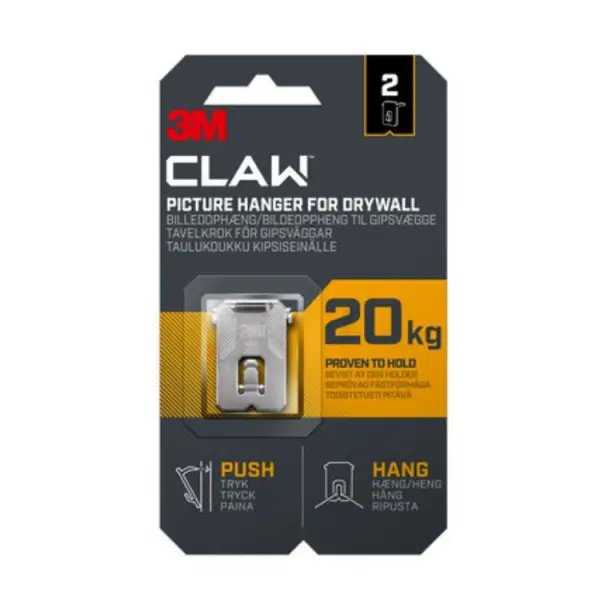 3M CLAW Drywall Picture Hanger 20kg 2pk