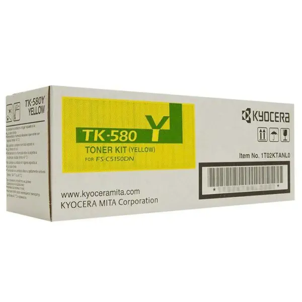 Kyocera TK580Y Yellow Toner Cartridge, 2800 Pages
