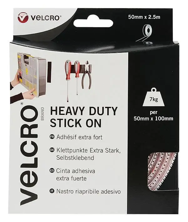 VELCRO® Fita Autocolante Resistente Hook & Loop, Branca, 50mm x 2,5m