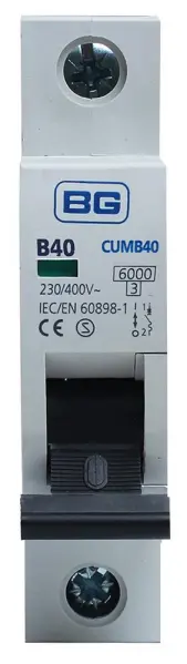 BG Electrical Jistič jednopólový 40A, charakteristika B, 6kA