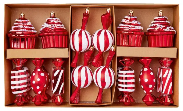 Red & White Candy Hanging Decorations, Pack of 20