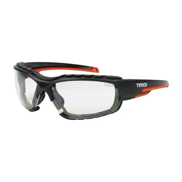Timco Gafas de Seguridad Deportivas con Protector de Espuma, Lentes Transparent
