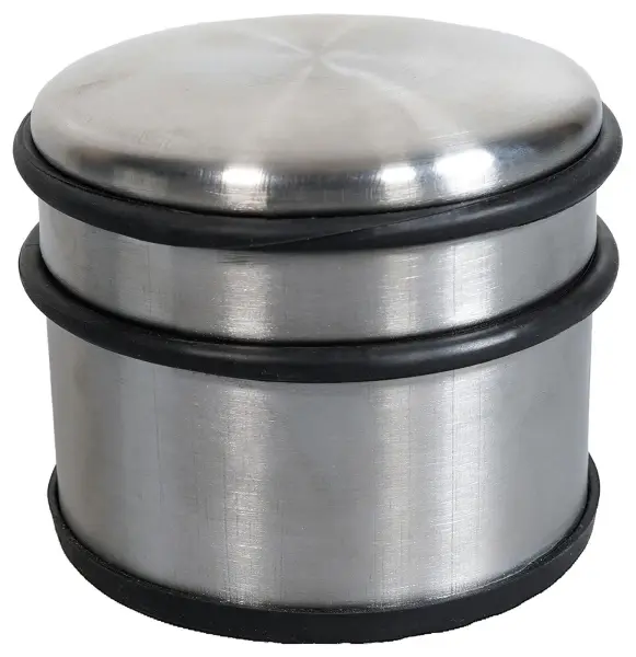St Helens Round Stainless Steel Door Stop with Rubber Protection, 1kg