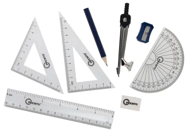 Premto Admiral Blue Maths Set, Geometry Essentials, 9-Piece