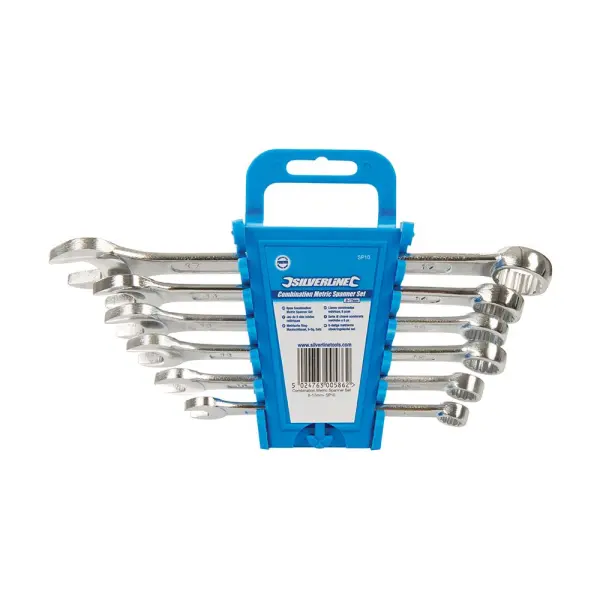 Silverline Combination Spanner Set 6-Piece, 8-17mm Metric, Chrome Vanadium