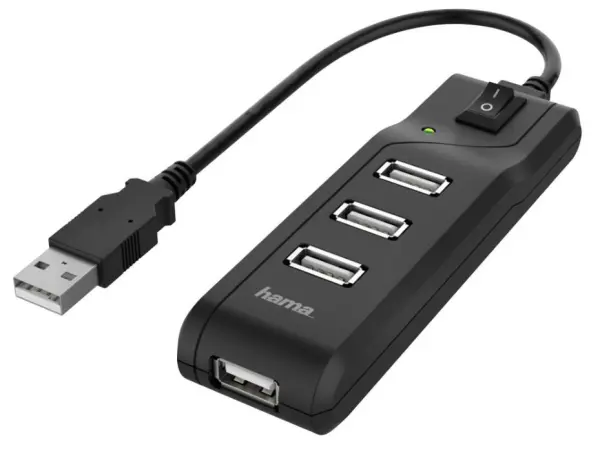 HAMA 4-Port USB 2.0 Hub with Power Switch