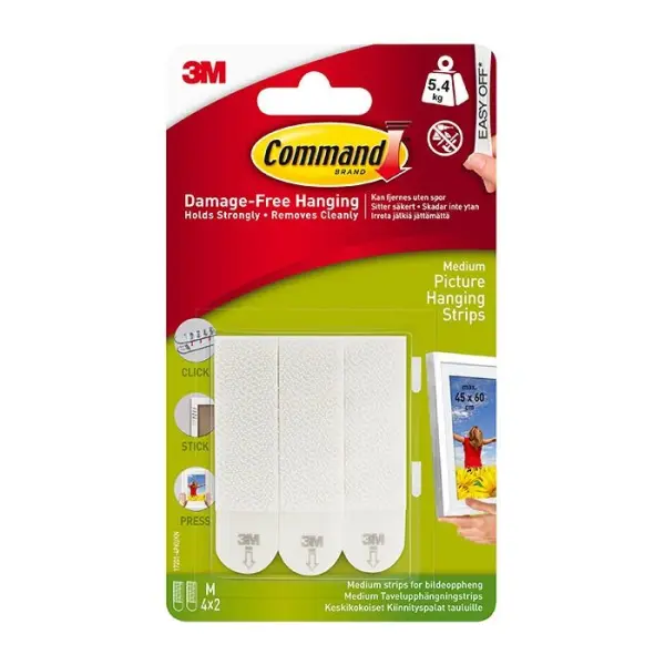 Command Medium Bilder-Aufhängestreifen 4er-Pack, 5,4kg