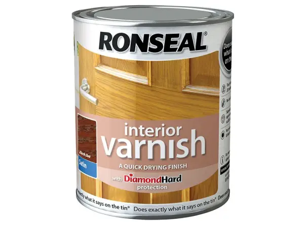 Ronseal Interior Varnish, Quick Dry Satin Dark Oak, 250ml