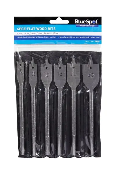 Blue Spot 6-Piece Flat Wood Bit Set (10-25mm)