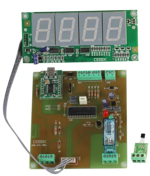 CEBEK Termostato Regolabile USB con Termometro LED a 4 Cifre e Relè