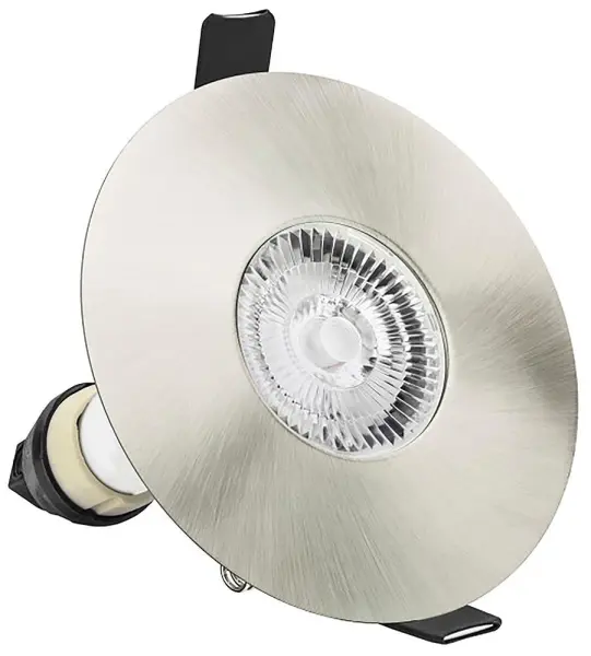 Evofire Fire Rated Downlight GU10 Holder, 70-100mm Cutout, IP65, Satin Nickel