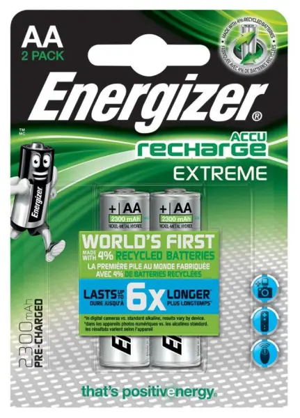 Energizer Recharge Extreme NiMH AA Batteries 2300mAh 2 Pack