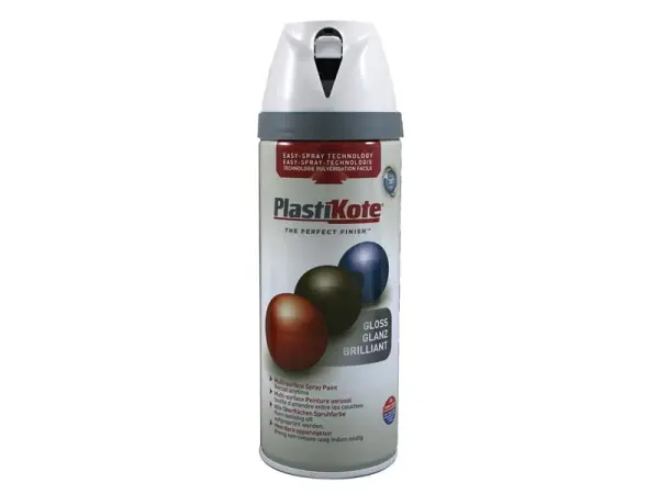 PlastiKote Twist & Spray Hochglanzfarbe Reines Brilliantweiß 400ml