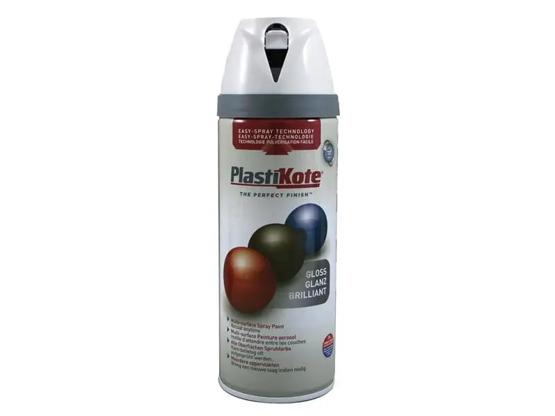 Peinture laquée brillante PlastiKote Twist & Spray, 400ml, Blanc pur brillant