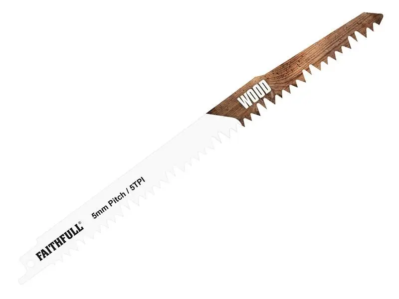 Faithfull S1531L Λεπίδα Πριονιού Sabre, Ξύλο, 240mm, 5 TPI (Συσκευασία 5 τεμ.)