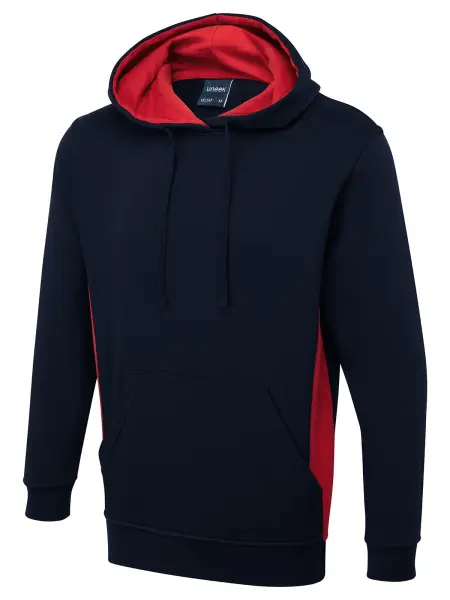 Uneek Sudadera con Capucha Unisex Bicolor Azul Marino/Roja - 4XL