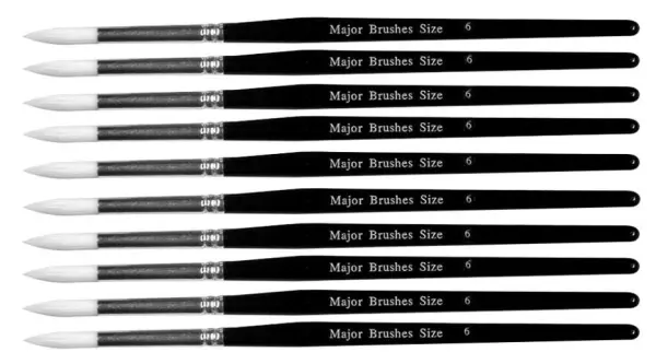 Major Brushes Synthetic Sable Round Paint Brush Size 6, 10 Pack