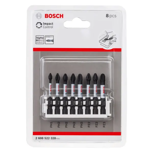 Bosch Impact Control Screwdriver Bit Set, 8-Piece, 50mm