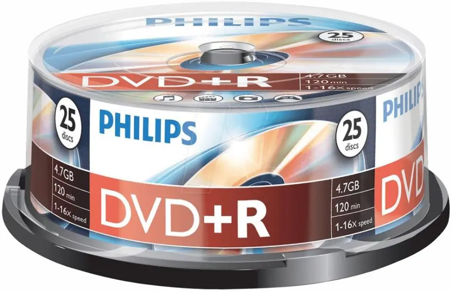 PHILIPS DVD+R vierges 16X, Pack de 25