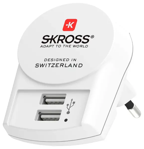 SKROSS Euro USB Charger, 12W, 2 Port, 2x USB-A