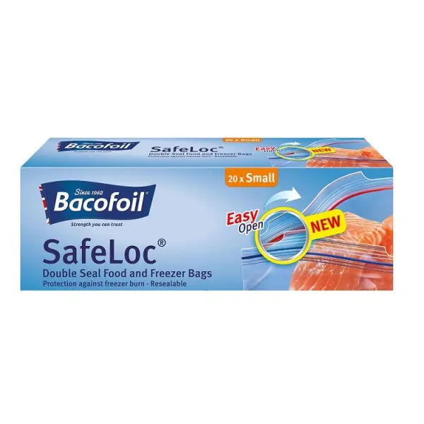 Bacofoil SafeLoc Double Seal Food & Freezer Bags 17x17cm, 1L, 20 Pack