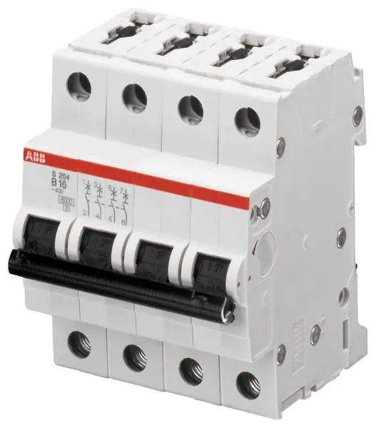 ABB 20A 4P Type C MCB, 277V AC, DIN Rail Mount
