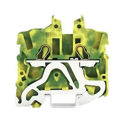 WAGO 2 Conductor Ground Terminal Block, Cage Clamp, 22-12AWG, Green