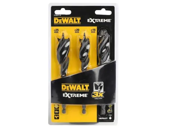 DeWalt EXTREME Tri-Flute Boorset, 3-delig (16mm, 20mm, 25mm)