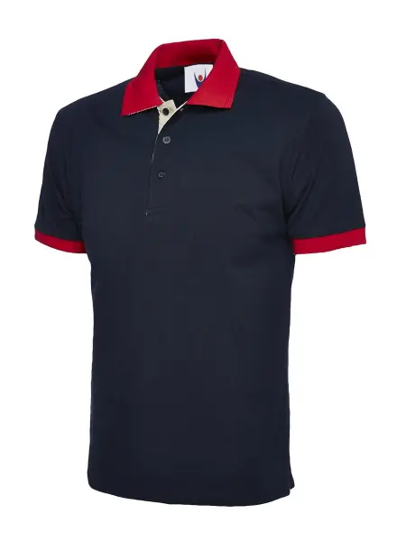 Uneek Unisex Contrast Polo Shirt - Reactive Dyed Navy, Size M