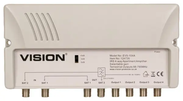 VISION EV5-104A IRS Amplificatore a 4 Vie per Appartamenti