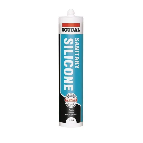 Soudal Sanitary Silicone Cartridge, Clear, 290 ml