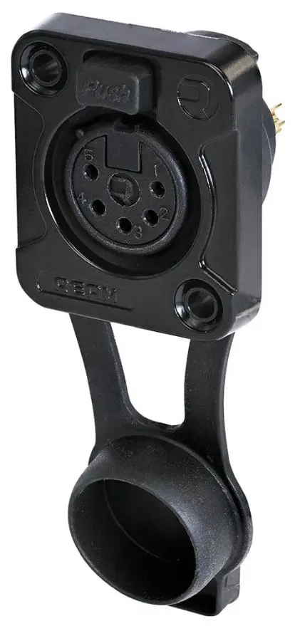 REAN 5-Pole XLR Socket, Panel Mount, IP65, Black, Gold Plated