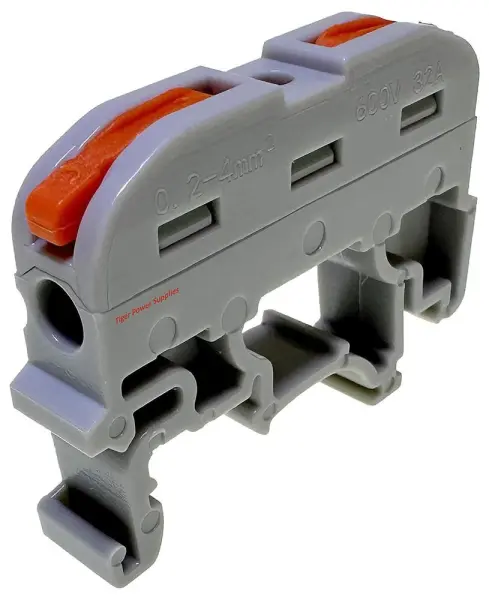 Tiger Power 2 Conductor Through Terminal Block with Lever Locks - Grey 24 600V 32A