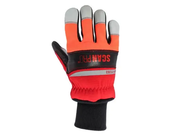 Scan - Gants en cuir pour tronçonneuse classe 1, ambidextres - Taille L (Taille