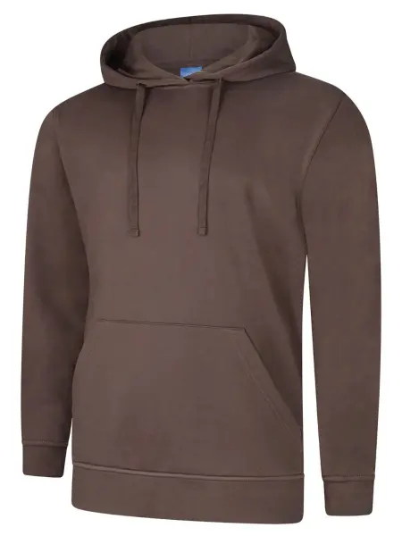 Uneek Unisex Deluxe Hooded Jumper - 60% Cotton, 40% Polyester - Brown - Size L