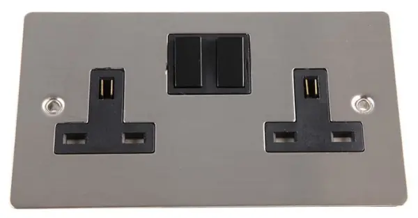 Volex 2 Gang 13A DP Switched Socket, Black Nickel