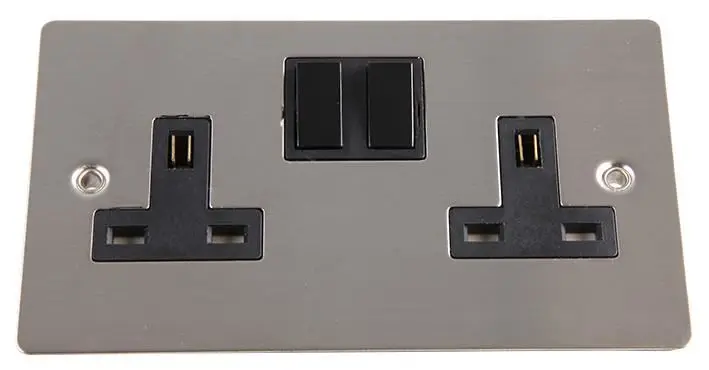 Volex 2 Gang 13A DP Switched Socket, Black Nickel