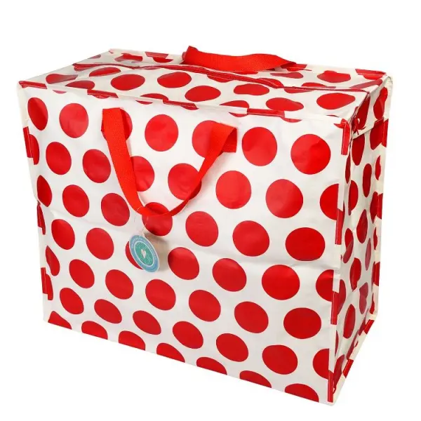 Rex London Zipped Shopper Bag Red on Cream Spotlight 48x55x28cm