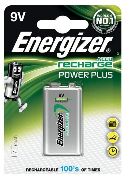 ENERGIZER NiMH Επαναφορτιζόμενη Μπαταρία 9V PP3, 175mAh, Μονάδα