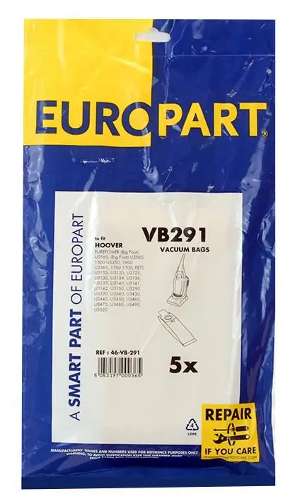 EUROPART Hoover H20 PurePower Vacuum Cleaner Dust Bags, 5 Pack