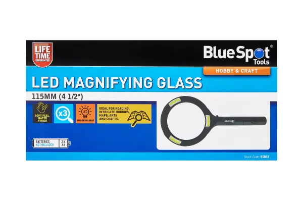 Blue Spot Tools - Μεγεθυντικός Φακός LED 115mm, 3x Μεγέθυνση, Ασημένιος