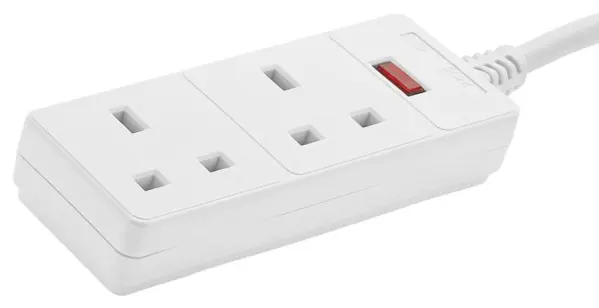 Westminster 2 Gang Mains Extension Lead, White - 5m