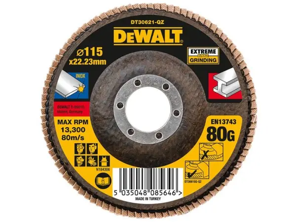 DeWalt 115 x 22.2mm 80G Extreme Flap Disc
