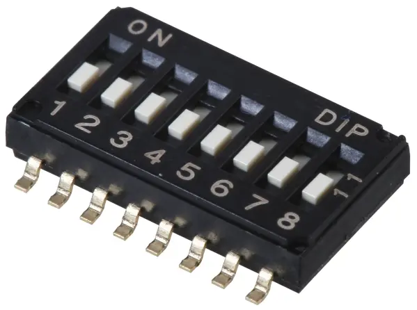 Multicomp Pro MCDHA-08TQR 8-Way Slide DIP Switch, SMD, 24V DC