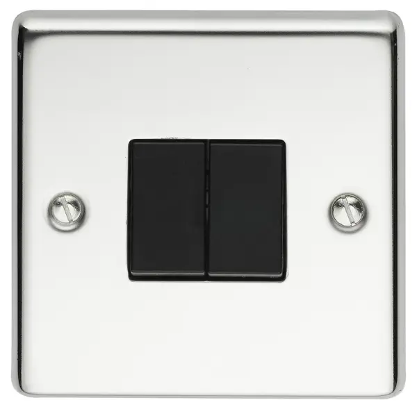 Volex מתג תאורה דו־מסלולי דו־גודי 10A, כרום מצוחצח עם הכנס שחור