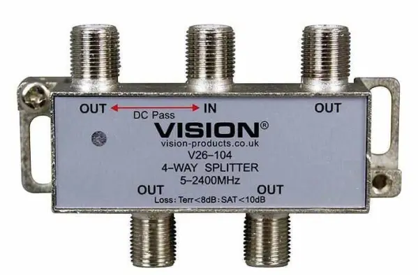 Vision Divisor de Sinal 4 Vias DC Pass 5-2400MHz com LED