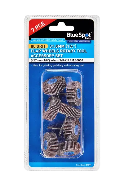 Blue Spot Tools - 7-Piece 80 Grit 31.5mm Flap Wheel Set