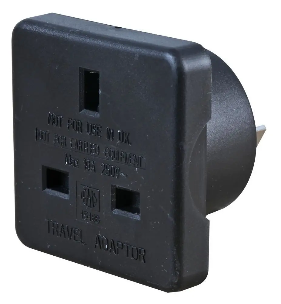 PRO ELEC UK to Australia Travel Adaptor, 10A, Black Twin Pack