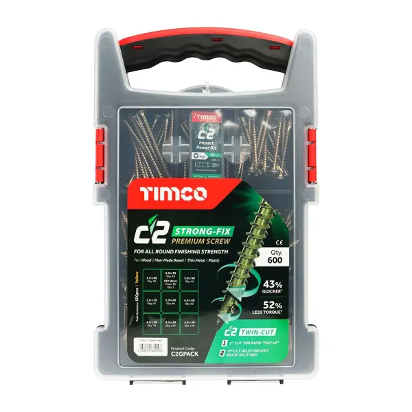 Timco C2 Viti Multiuso Strong-Fix, Testa Fresata Doppia PZ, 600 pezzi